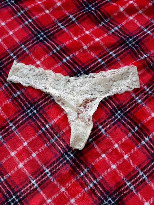 Small white mesh thong (used)